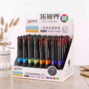 4 color retractable ball pen with soft grip