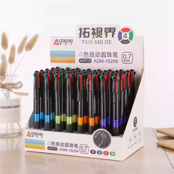 4 color retractable ball pen with soft grip